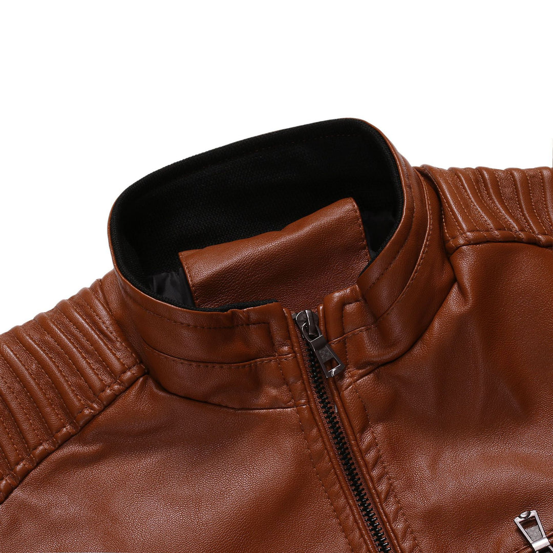 Men's leather jacket with quilted inserts Lune London
