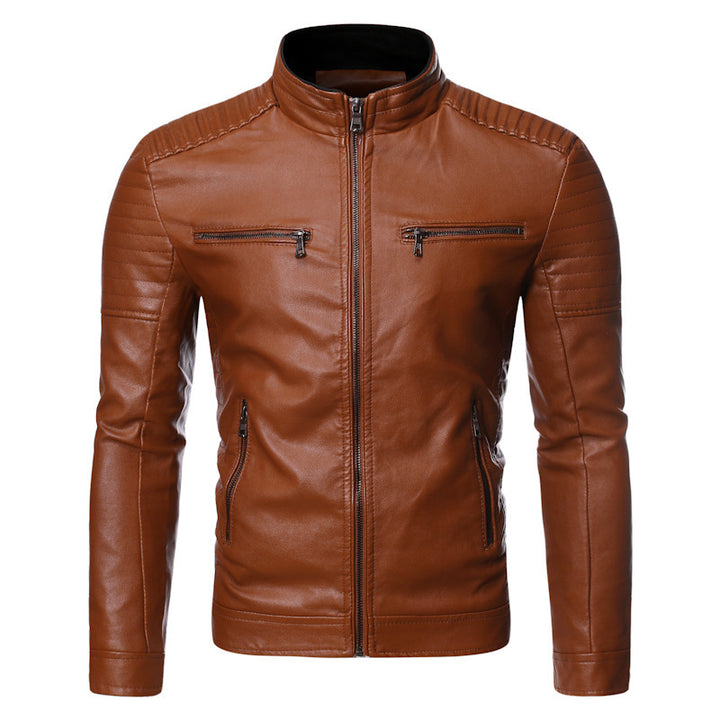 Men's leather jacket with quilted inserts Lune London