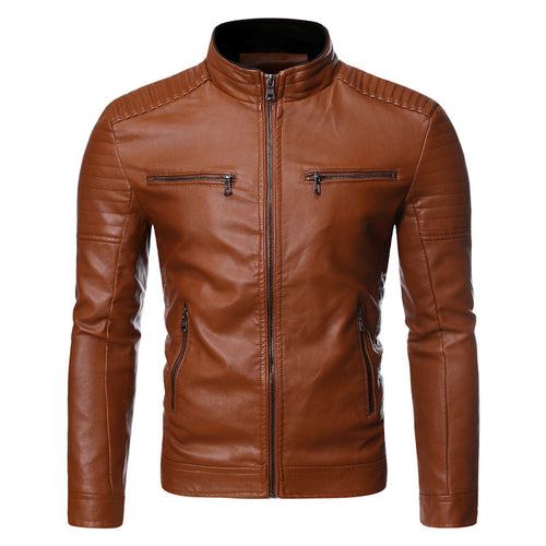 Men's leather jacket with quilted inserts Lune London