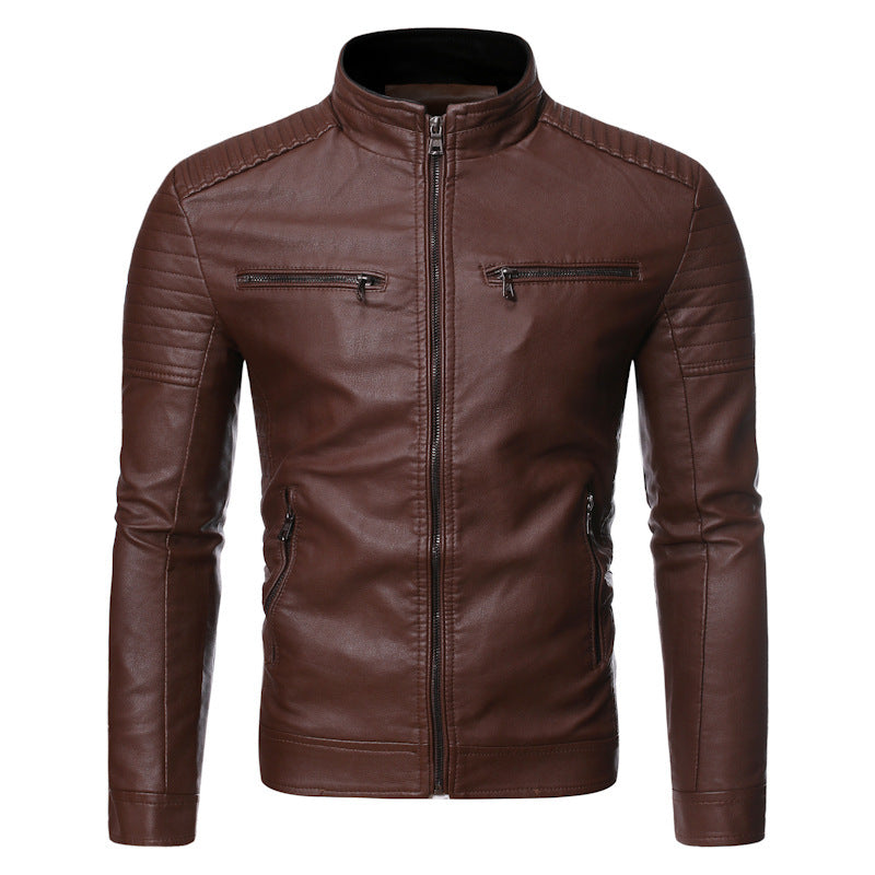 Men's leather jacket with quilted inserts Lune London