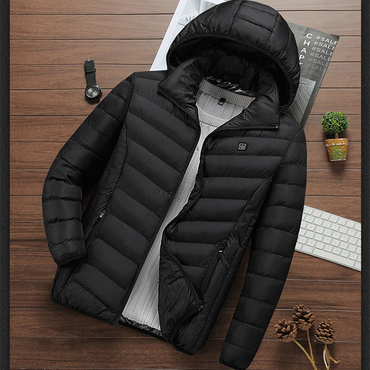 Lightweight quilted jacket for men with hood Lune London