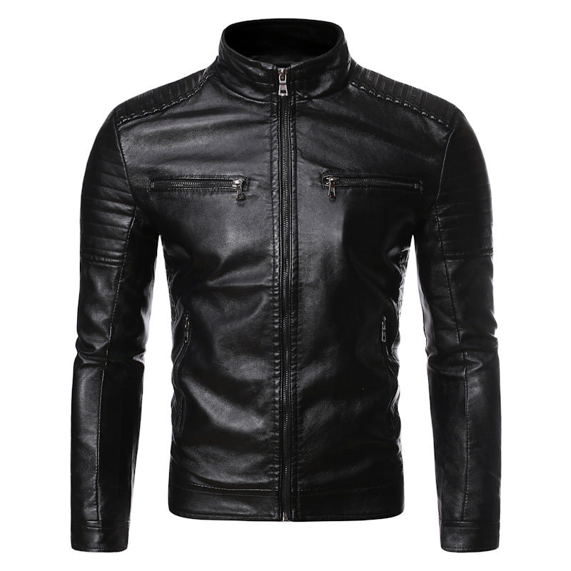 Men's leather jacket with quilted inserts Lune London