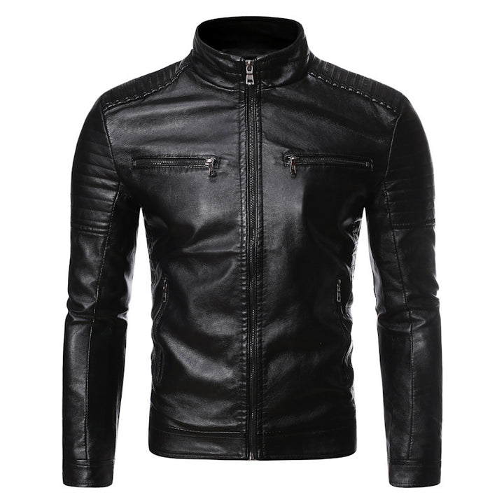 Men's leather jacket with quilted inserts Lune London