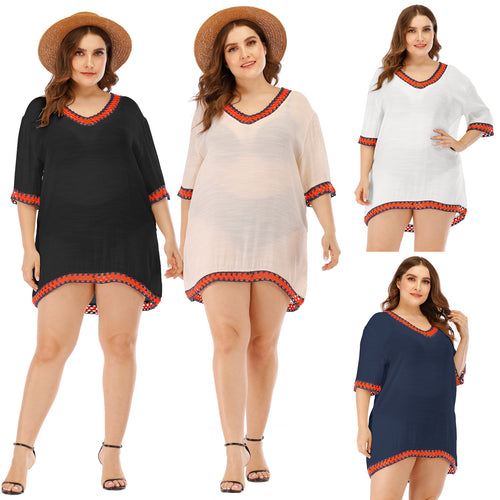 Ladies elegant embroidered beach tunic Lune London