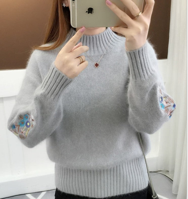 Knit sweater for women with elegant embroideries Lune London