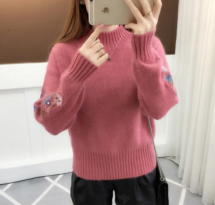Knit sweater for women with elegant embroideries Lune London