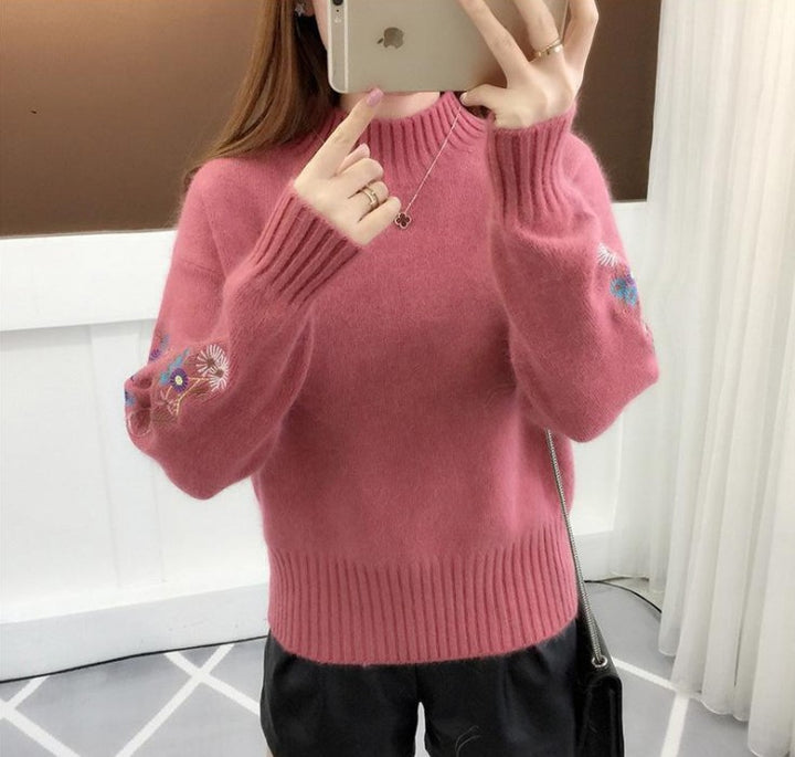 Knit sweater for women with elegant embroideries Lune London