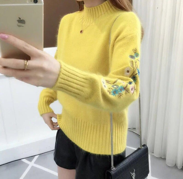 Knit sweater for women with elegant embroideries Lune London