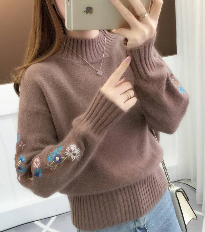 Knit sweater for women with elegant embroideries Lune London