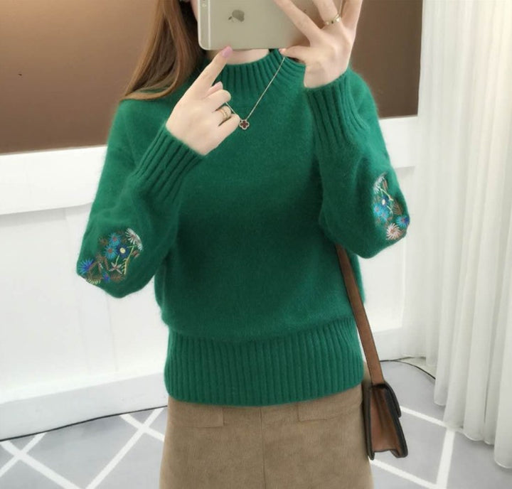 Knit sweater for women with elegant embroideries Lune London