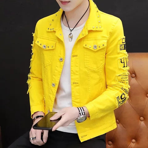 Men's denim jacket with decorative details Lune London