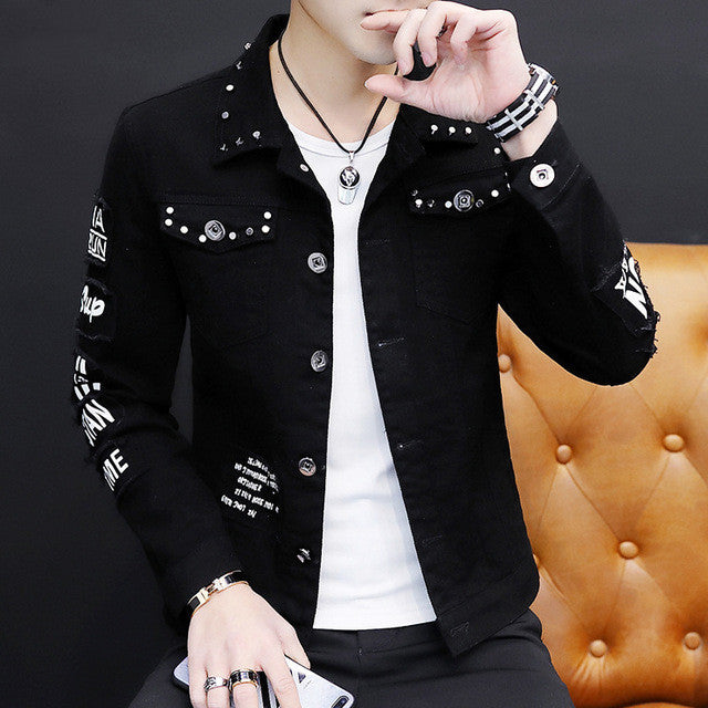Men's denim jacket with decorative details Lune London