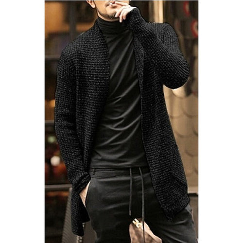 Thick knit cardigan for men with open design and modern details Lune London