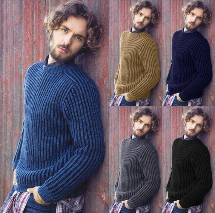 Knitted ribbed pullover for men with round neck and casual fit Lune London