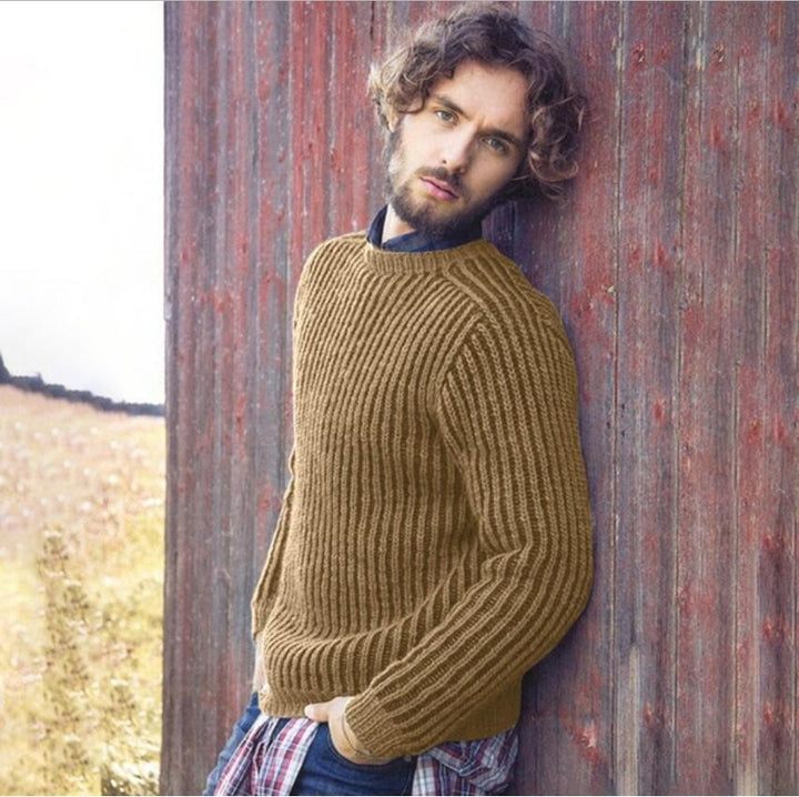 Knitted ribbed pullover for men with round neck and casual fit Lune London
