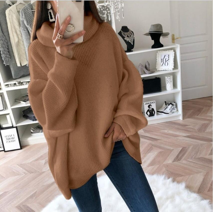Ladies Large knitted sweater with high collar and relaxed fit Lune London