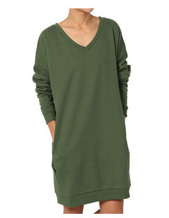 Sweat dress for women with deep V-neck and practical pockets Lune London
