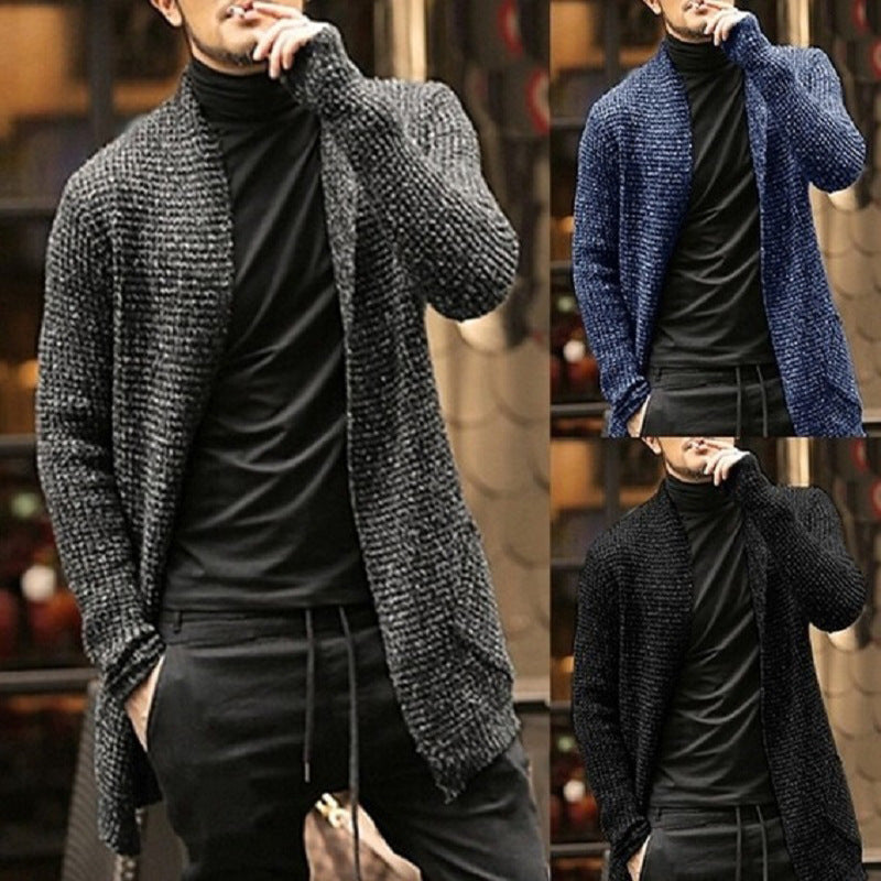 Thick knit cardigan for men with open design and modern details Lune London