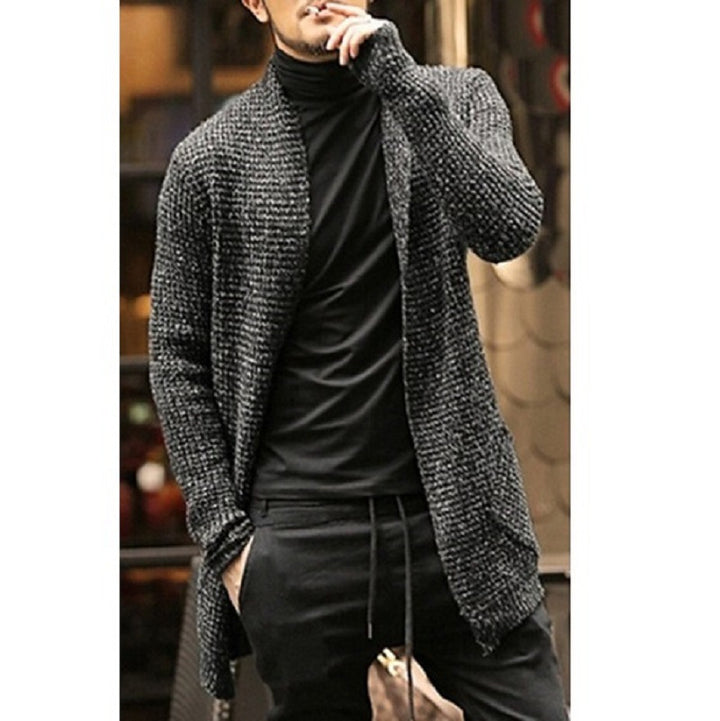 Thick knit cardigan for men with open design and modern details Lune London