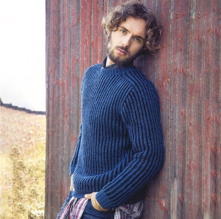 Knitted ribbed pullover for men with round neck and casual fit Lune London