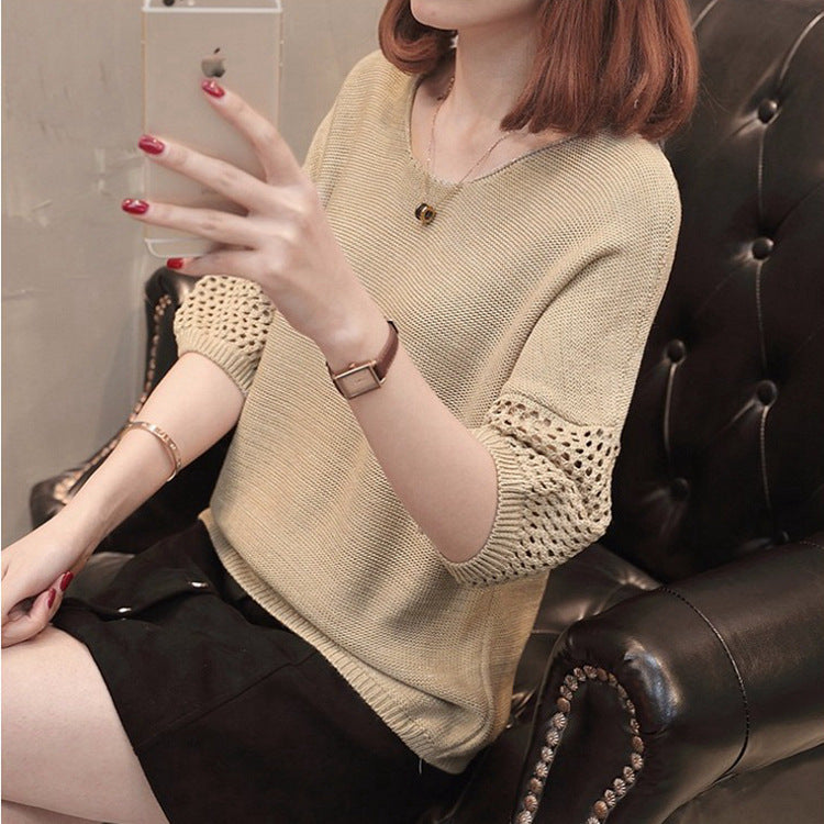 Knitted sweater for women with decorative openwork patterns and relaxed fit Lune London