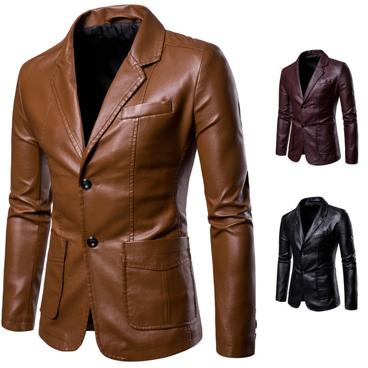 Elegant blazer in faux leather for men with slim fit Chic and Style