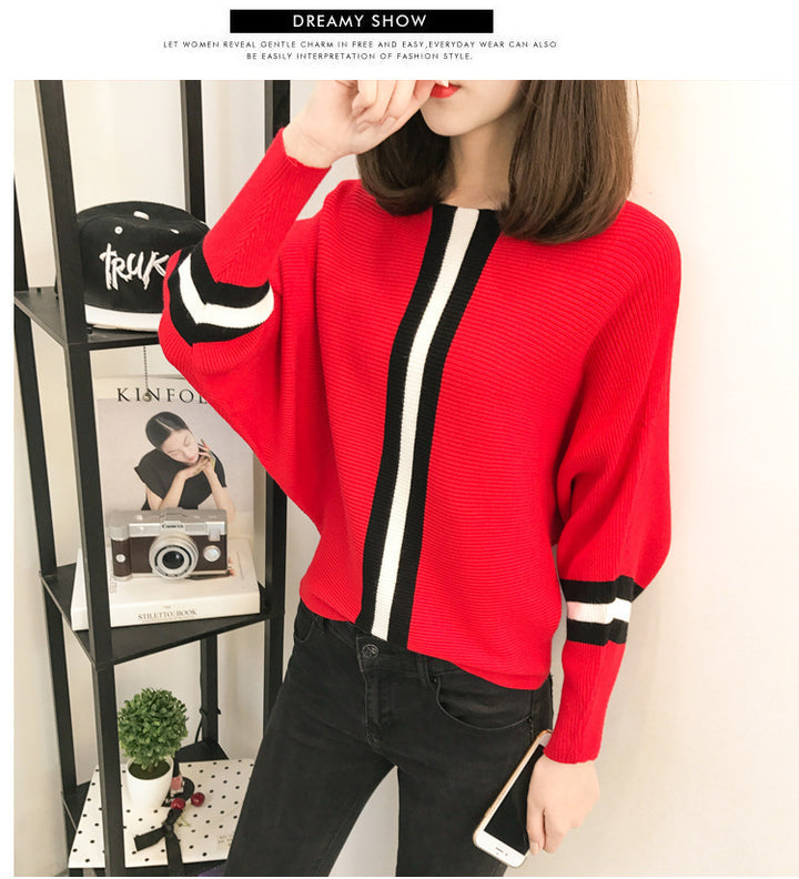 Pull en tricot oversize pour femmes avec rayures décoratives Chic & Stil