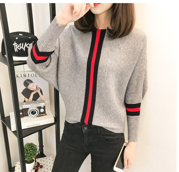 Pull en tricot oversize pour femmes avec rayures décoratives Chic & Stil