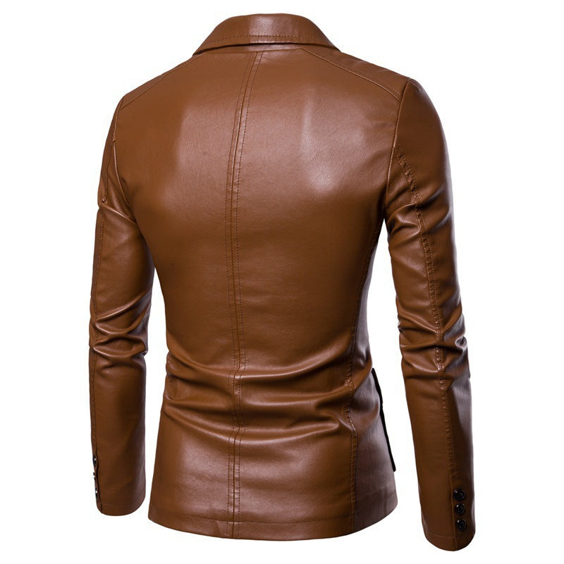 Elegant blazer in faux leather for men with slim fit Chic and Style