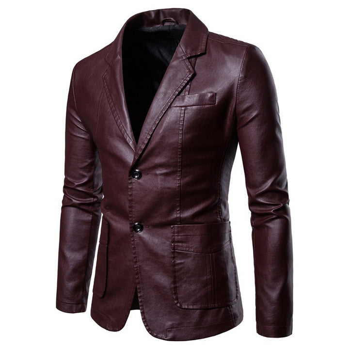 Elegant blazer in faux leather for men with slim fit Chic and Style