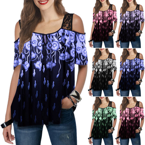 Off-shoulder blouse for women with floral accents and transparent sleeves Lune London