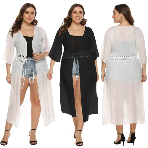 Ladies Elegant Transparent Long Cover-Up Kimono Lune London