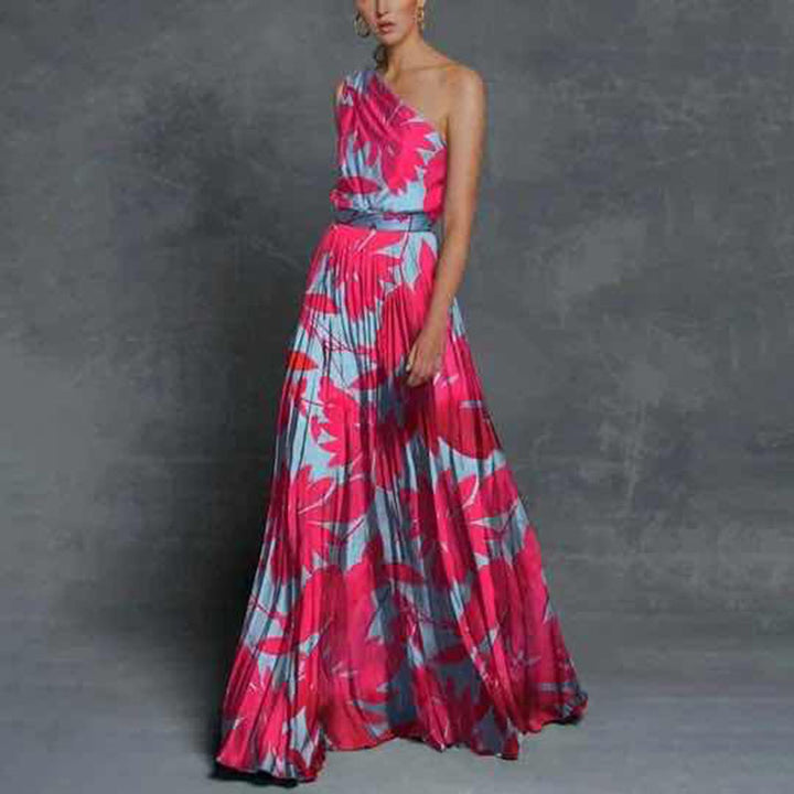 Ladies maxi dress with off-shoulder cut and floral design Lune London