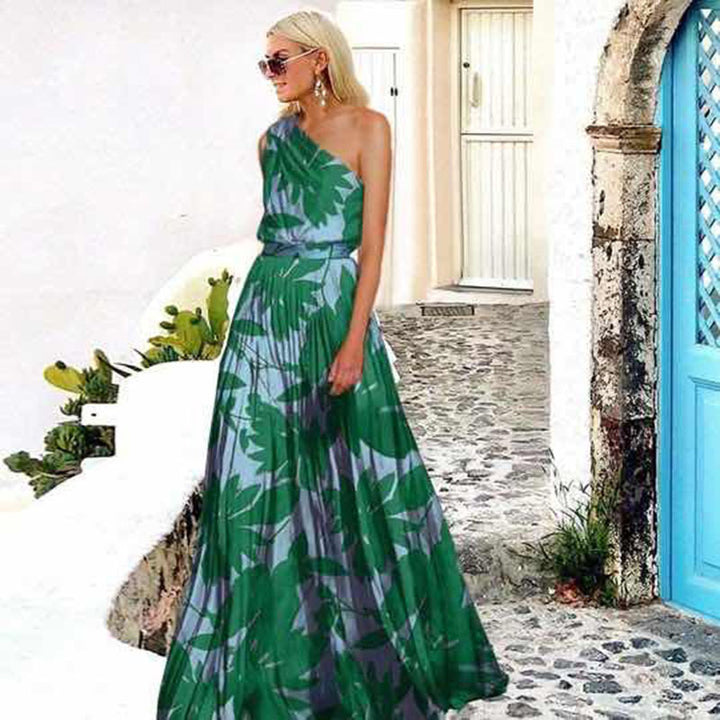 Ladies maxi dress with off-shoulder cut and floral design Lune London