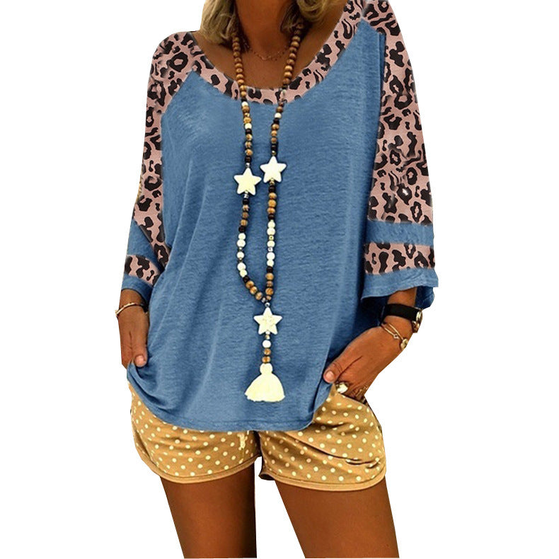 Casual leopard T-shirt for women with wide sleeves and trendy accents Lune London