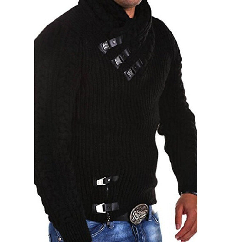 Men's Knitted Sweater with Innovative Shawl Collar and Exclusive Button Details Lune London