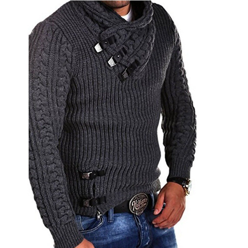 Men's knitted sweater with innovative shawl collar and exclusive button details Lune London