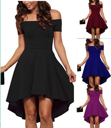 Robe femme à épaules dénudées avec ourlet asymétrique et jupe fluide Chic & Stil