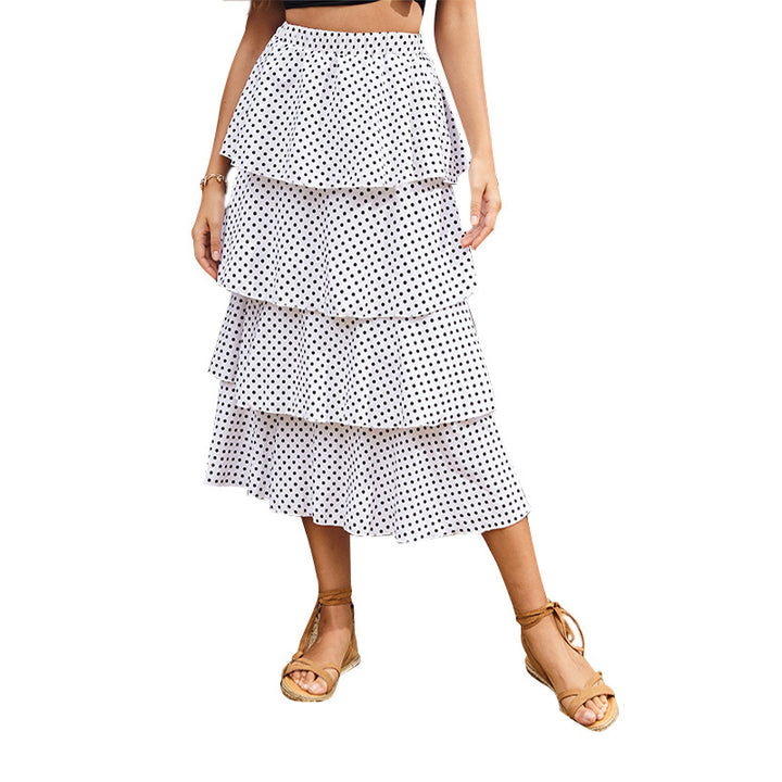 Lune London women's flared midi skirt with polka dot print