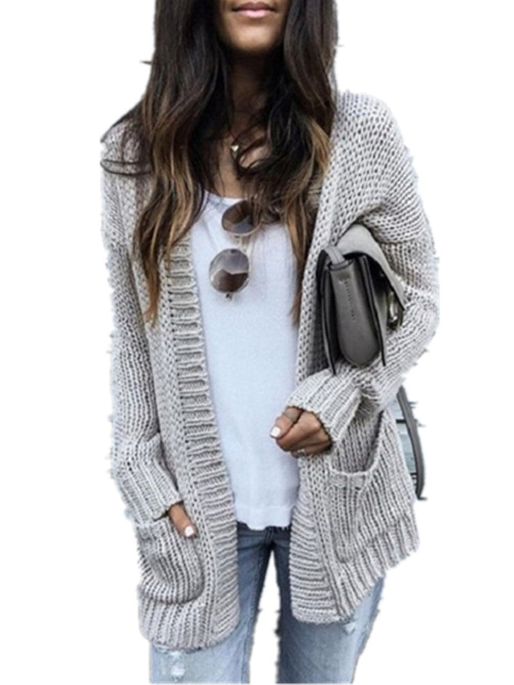 Chunky knit jacket for women with a relaxed fit and practical pockets Lune Londonl