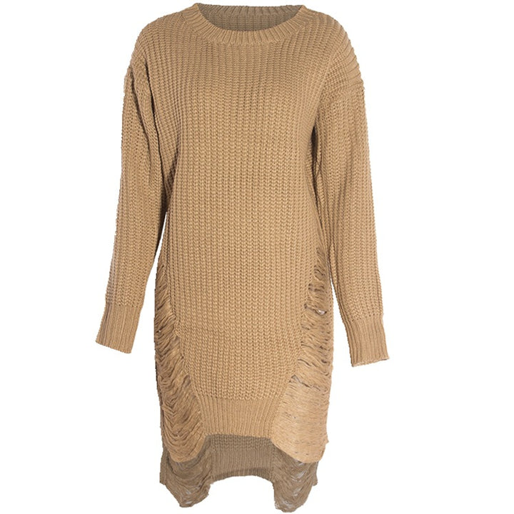 Knitted dress for women with a relaxed fit and side slits Lune Londonl