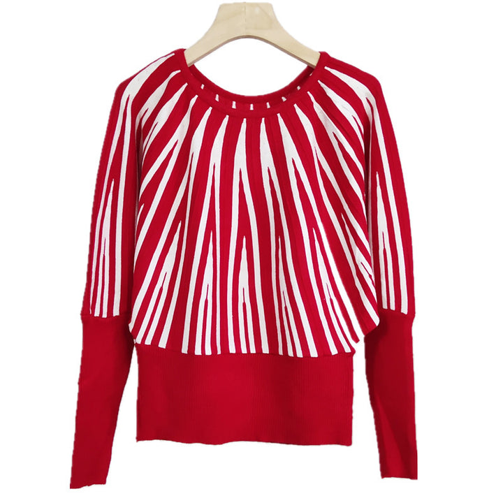 Ladies soft sweater with a modern striped pattern and a loose fit Lune London