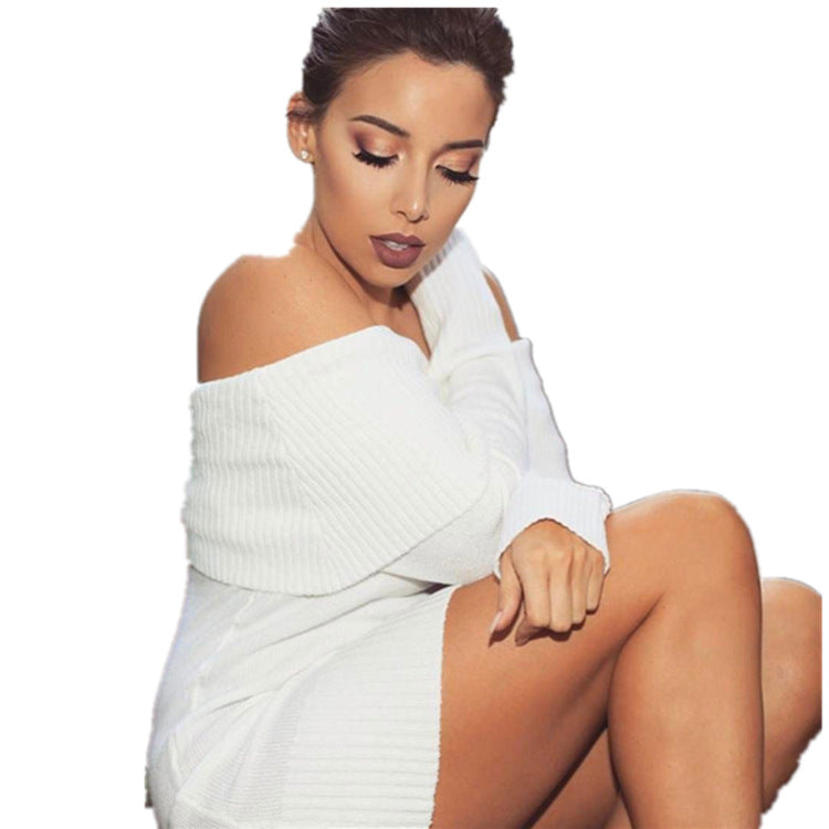 Knit dress for women with off-shoulder design and ribbed structure Lune Londonl