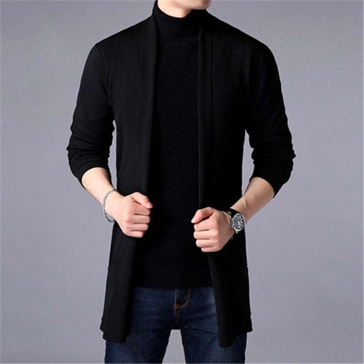 Casual knitted cardigan for men with an open cut and practical pockets Lune London