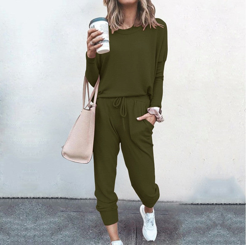Women's Comfortable Jumpsuit with Stylish Round Neckline and Adjustable Waistband Lune London