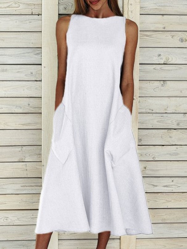 Lightweight maxi dress for ladies with practical side pockets Lune London