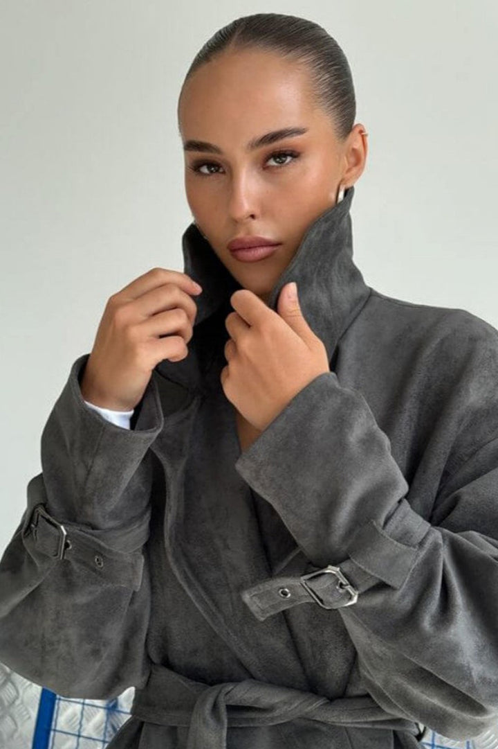 Lune London | Suede Lapel Waistband Jacket Coat