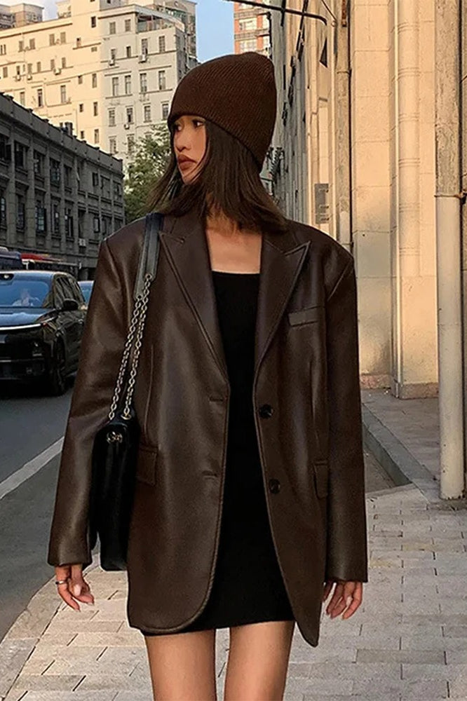 Lune London | PU Leather Blazer Jacket