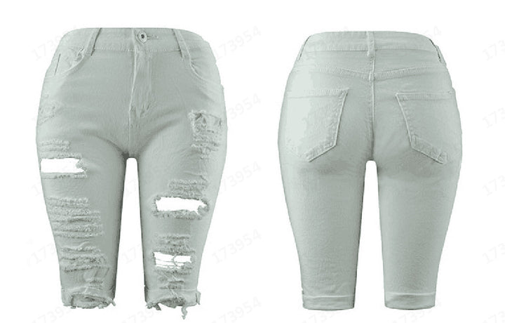 Women's destroyed denim trousers with a casual cut and trendy tear details Lune London