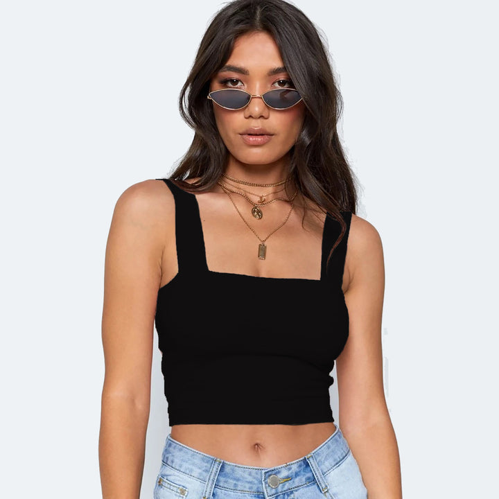 Women's Figure-Hugging Crop Top with Wide Straps Lune London